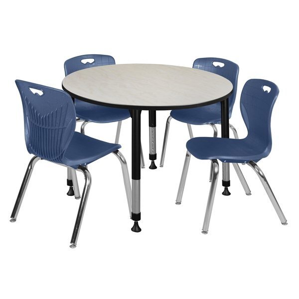 Tables > Height Adjustable > Round Table & Chair Sets, 48 X 48 X 23-34, REGENCY, Mfr# TB48RNDPLAPBK40NV